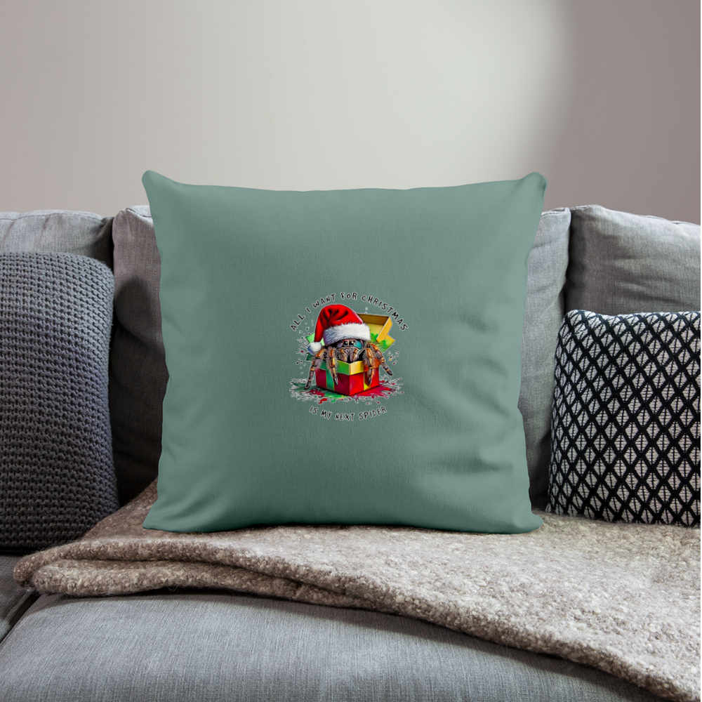 Sofakissenbezug 44 x 44 cm Weihnachtsgeschenk Springspinne All I want for Christmas - Tanngrün