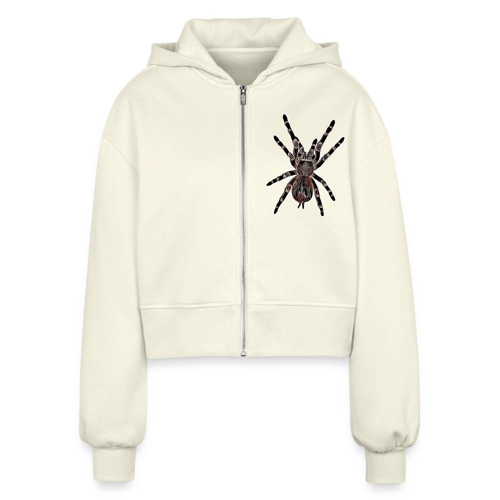Frauen Oversized Cropped Zip-Hoodie - Natur