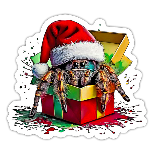 Sticker Weihnachtsgeschenk Springspinne - Mattweiß