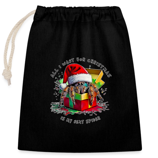 Verschließbarer Geschenkbeutel (25x30cm) Weihnachtsgeschenk Springspinne All I want for Christmas - Schwarz