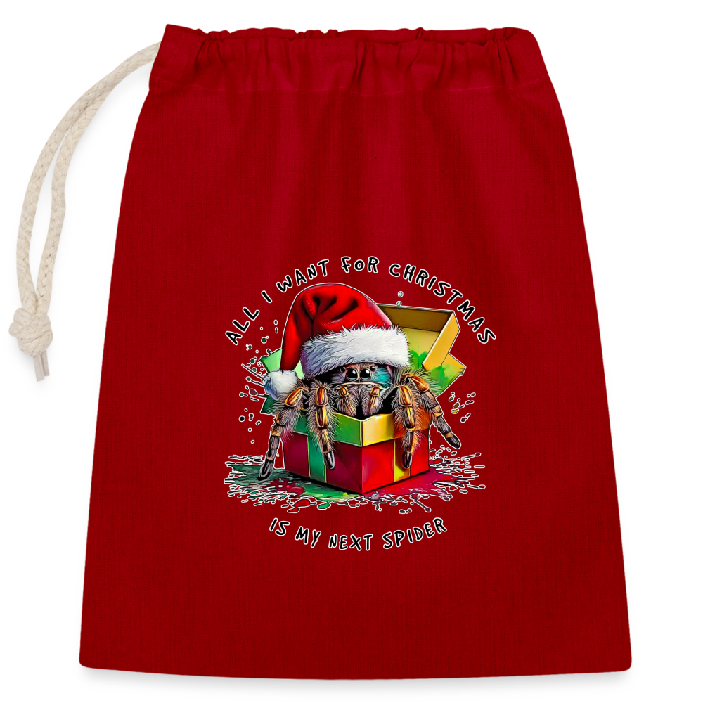 Verschließbarer Geschenkbeutel (25x30cm) Weihnachtsgeschenk Springspinne All I want for Christmas - Rot