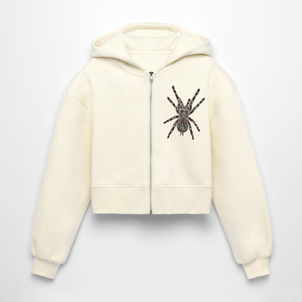 Frauen Oversized Cropped Zip-Hoodie - Natur