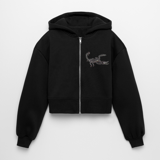 Frauen Oversized Cropped Zip-Hoodie Heterometrus silenus - Schwarz