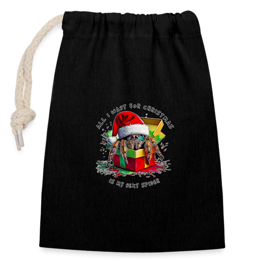 Verschließbarer Geschenkbeutel (14x20cm) Weihnachtsgeschenk Springspinne All I want for Christmas - Schwarz