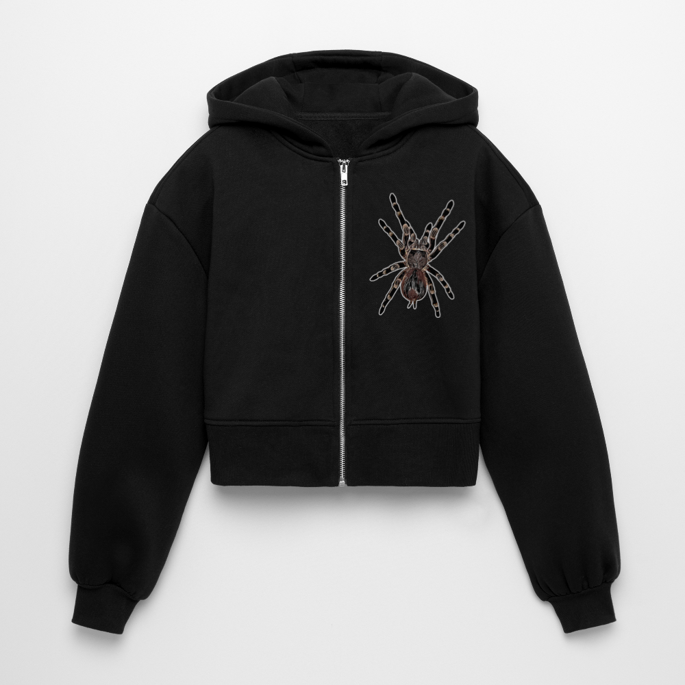 Frauen Oversized Cropped Zip-Hoodie - Schwarz