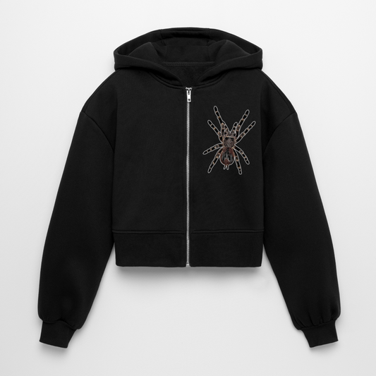 Frauen Oversized Cropped Zip-Hoodie - Schwarz