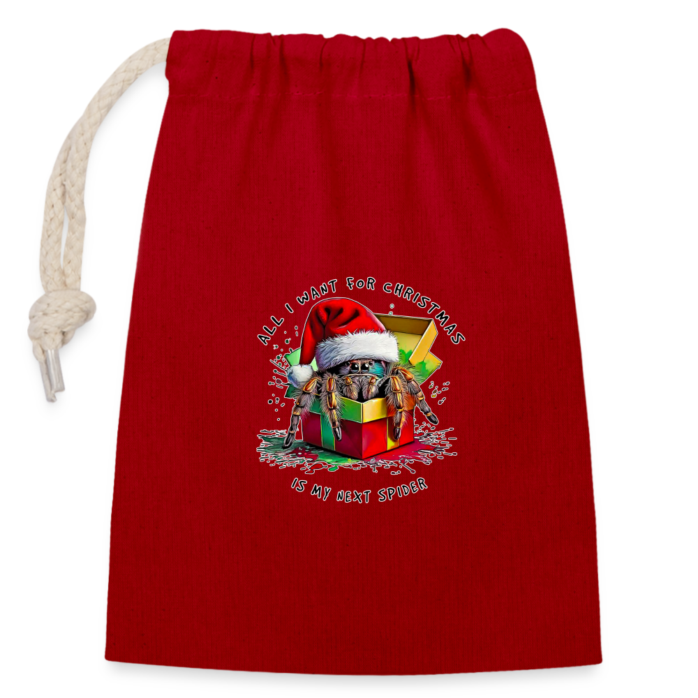 Verschließbarer Geschenkbeutel (14x20cm) Weihnachtsgeschenk Springspinne All I want for Christmas - Rot