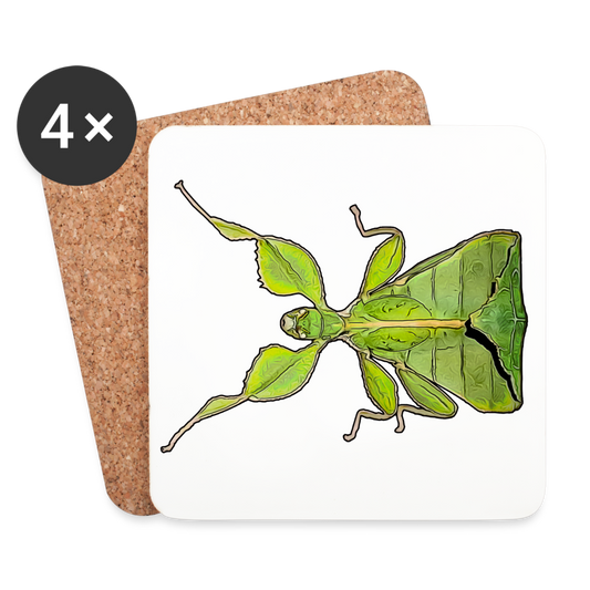 Untersetzer 4er Set Phyllium philippinicum female - weiß
