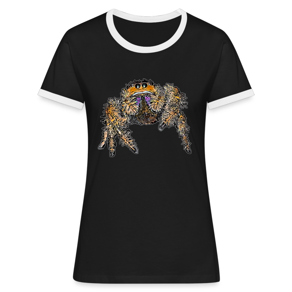 Frauen Kontrast-T-Shirt Phidippus regius Everglades female - Schwarz/Weiß