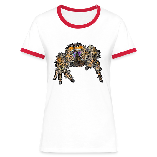 Frauen Kontrast-T-Shirt Phidippus regius Everglades female - Weiß/Rot