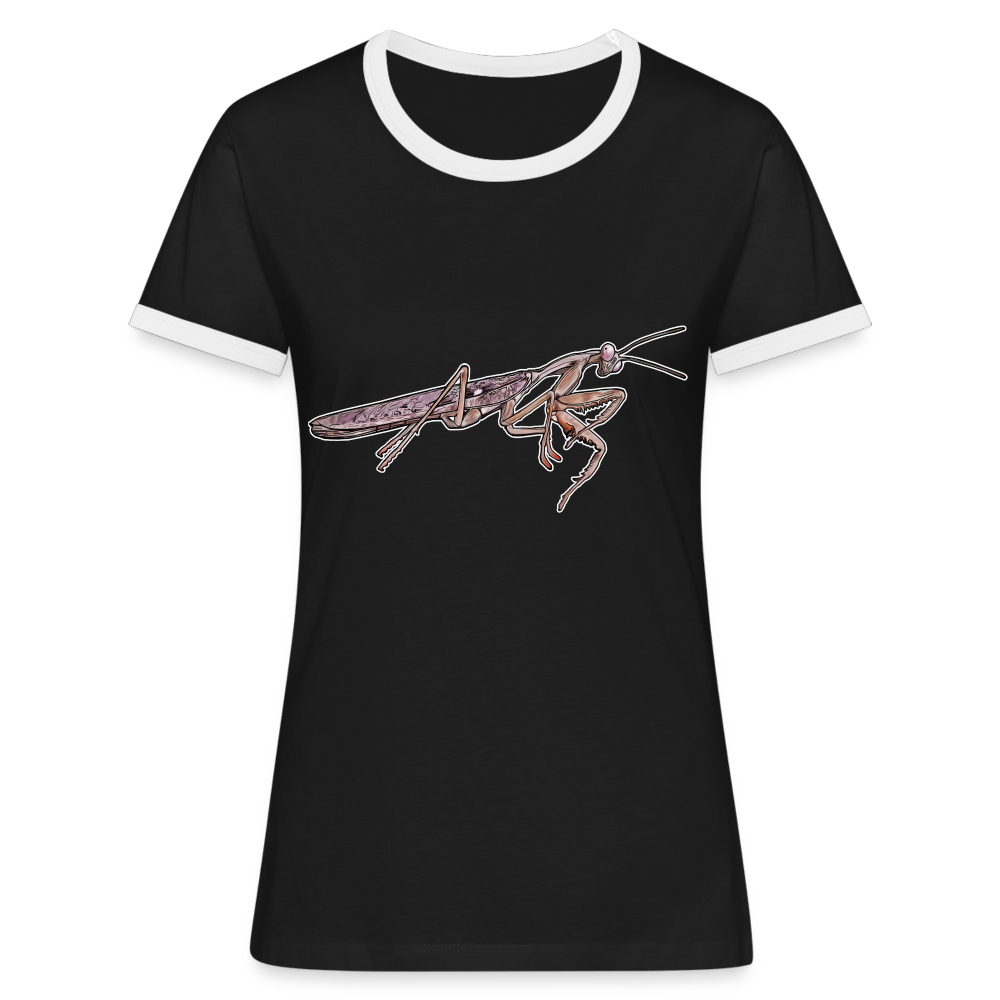 Frauen Kontrast-T-Shirt Rhombodera kirbyi Male - Schwarz/Weiß