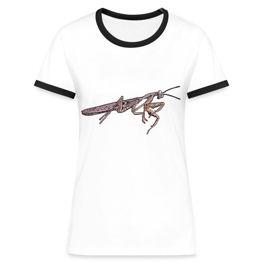 Frauen Kontrast-T-Shirt Rhombodera kirbyi Male - Weiß/Schwarz