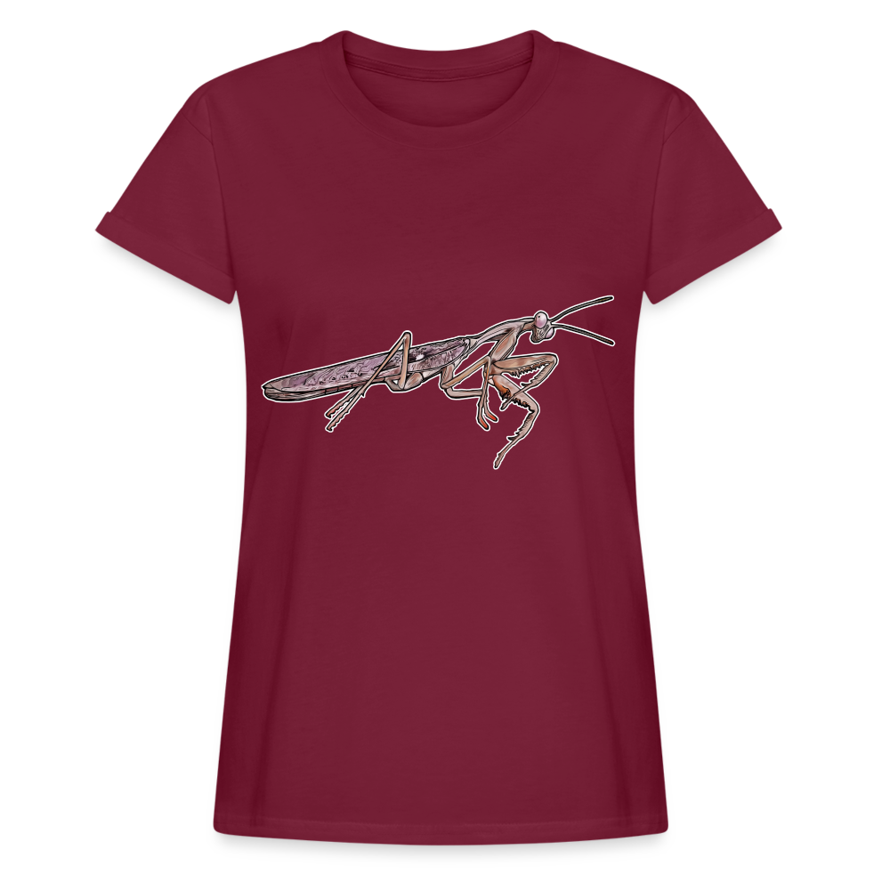 Frauen Oversized T-Shirt Rhombodera kirbyi Male - Bordeaux