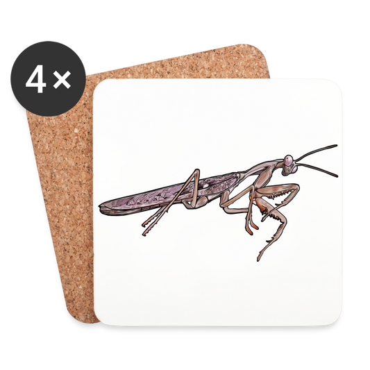 Untersetzer 4er Set Rhombodera kirbyi male - weiß