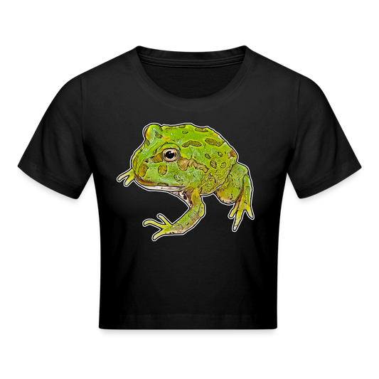 Crop T-Shirt Ceratophrys cranwelli Peppermint Blue - Schwarz