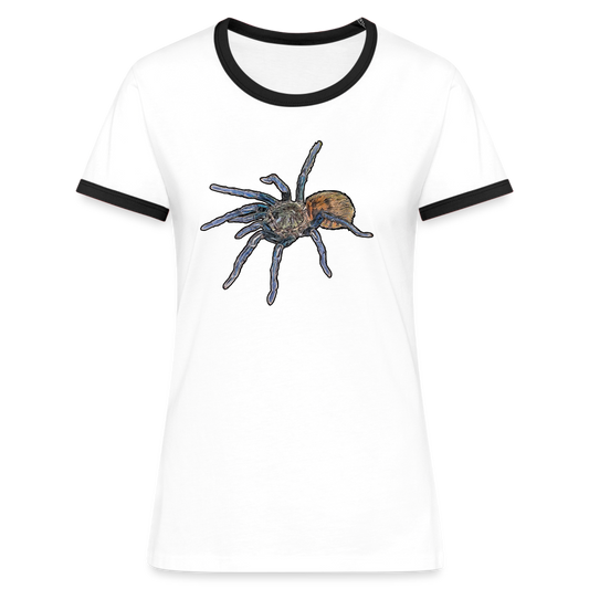 Frauen Kontrast-T-Shirt Chromatopelma cyaneopubescens - Weiß/Schwarz
