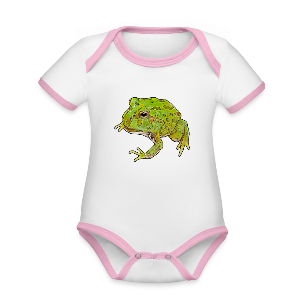 Baby Kontrastbody kurz Ceratophrys cranwelli Peppermint Blue - Weiß/Rose