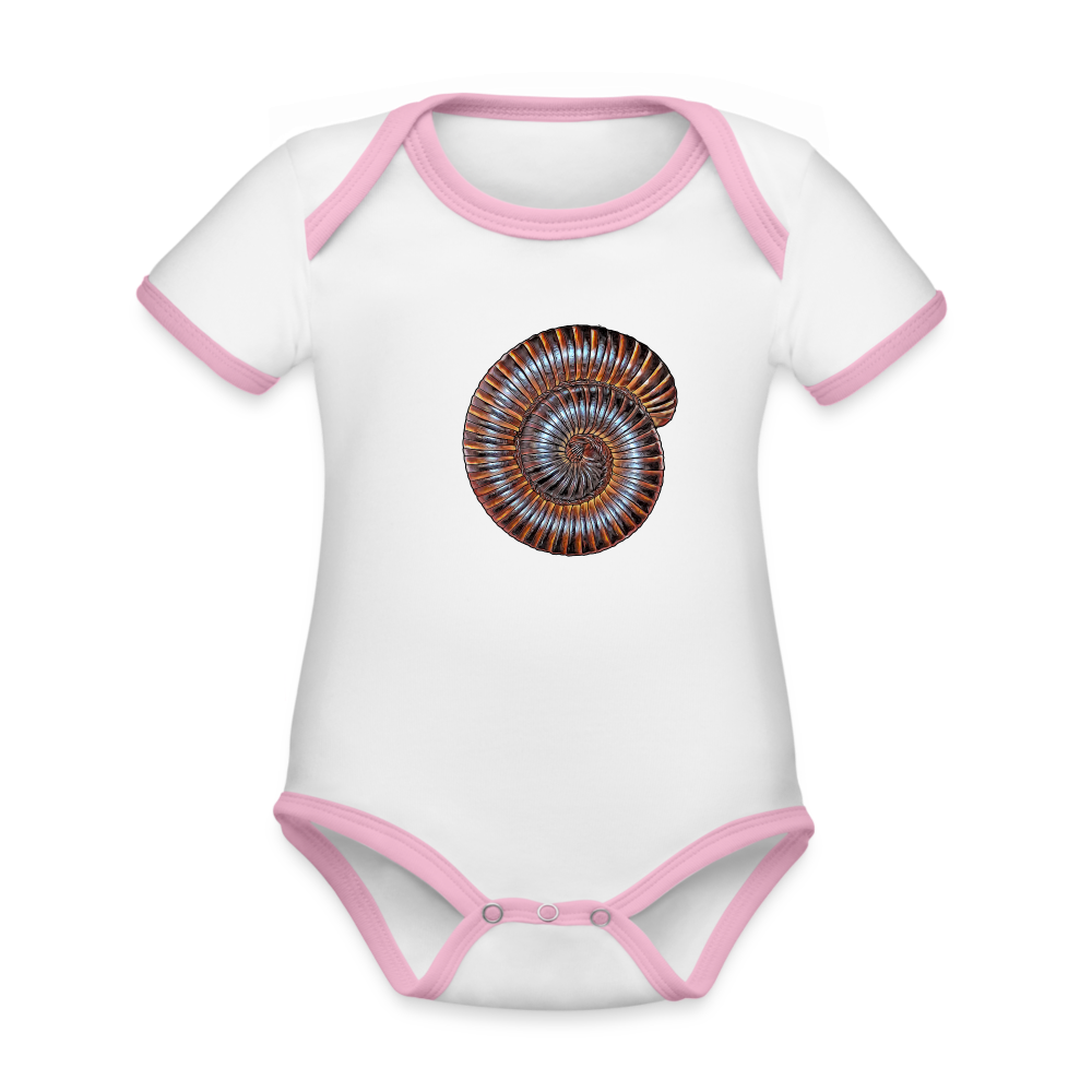 Baby Kontrastbody kurz Archispirostreptus gigas - Weiß/Rose