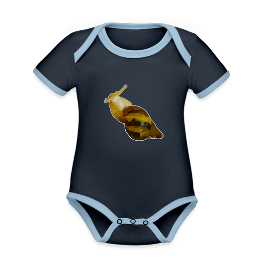 Baby Kontrastbody kurz Achatina reticulata Low Poly - Navy/Himmelblau
