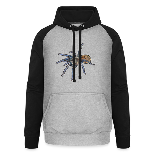 Unisex Baseball Hoodie Chromatopelma cyaneopubescens - Grau meliert/Schwarz