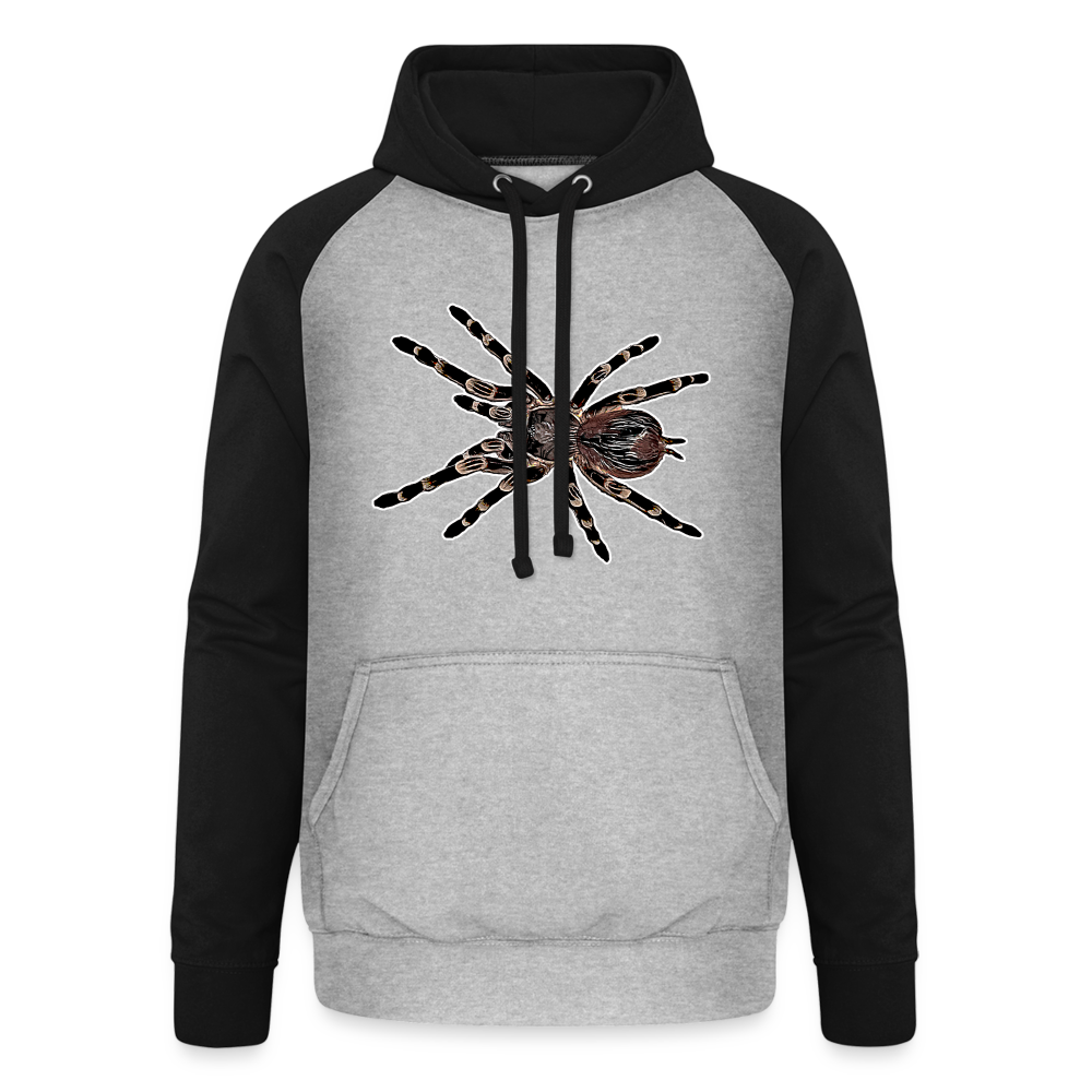 Unisex Baseball Hoodie Acanthoscurria geniculata - Grau meliert/Schwarz