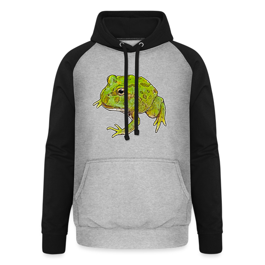 Unisex Baseball Hoodie Ceratophrys cranwelli Peppermint Blue - Grau meliert/Schwarz
