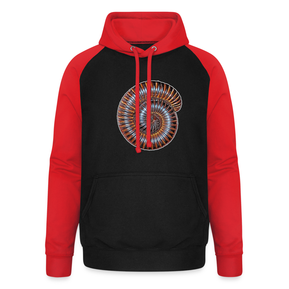 Unisex Baseball Hoodie Archispirostreptus gigas - Schwarz/Rot