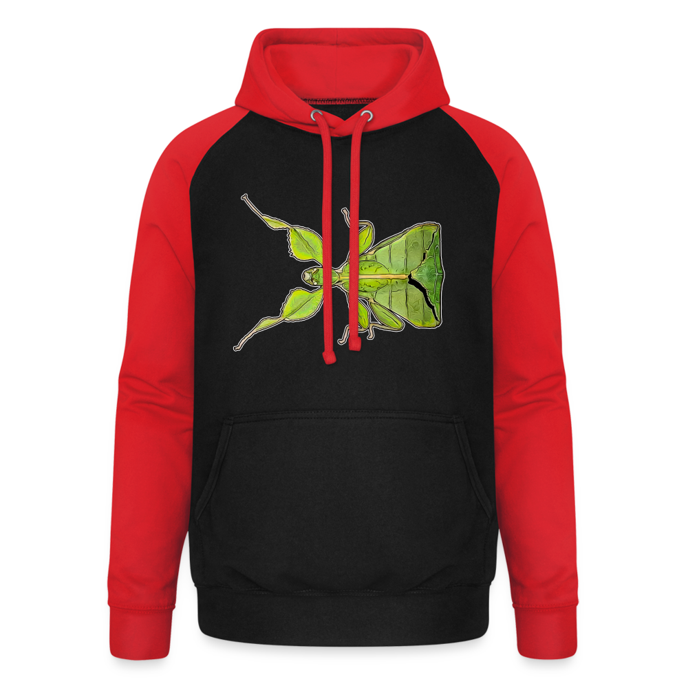Unisex Baseball Hoodie Phyllium philippinicum female - Schwarz/Rot