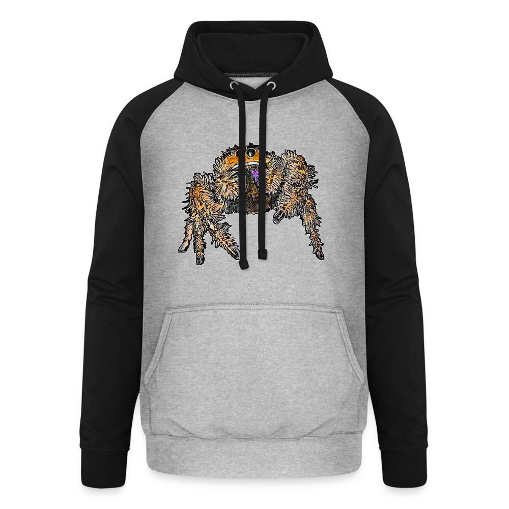 Unisex Baseball Hoodie Phidippus regius Everglades female - Grau meliert/Schwarz