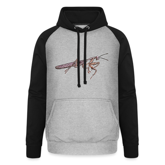 Unisex Baseball Hoodie Rhombodera kirbyi male - Grau meliert/Schwarz