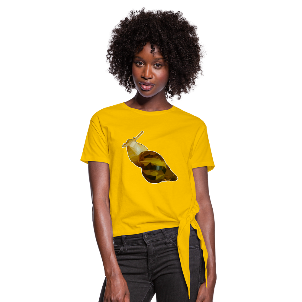 Frauen Knotenshirt Achatina reticulata Low Poly - Sonnengelb