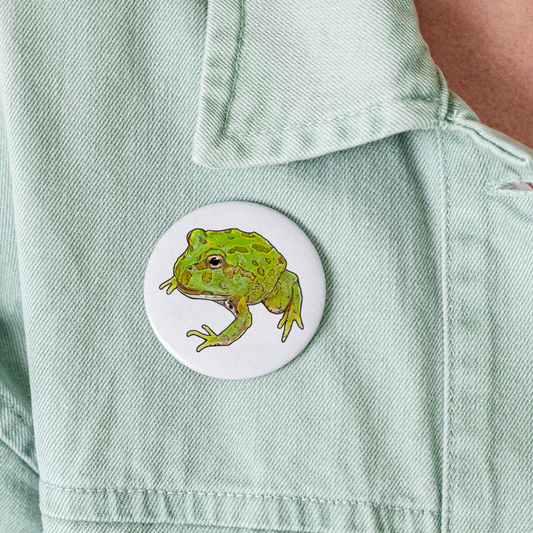 Buttons groß 56 mm (5er Pack) Ceratophrys cranwelli Peppermint Blue - weiß