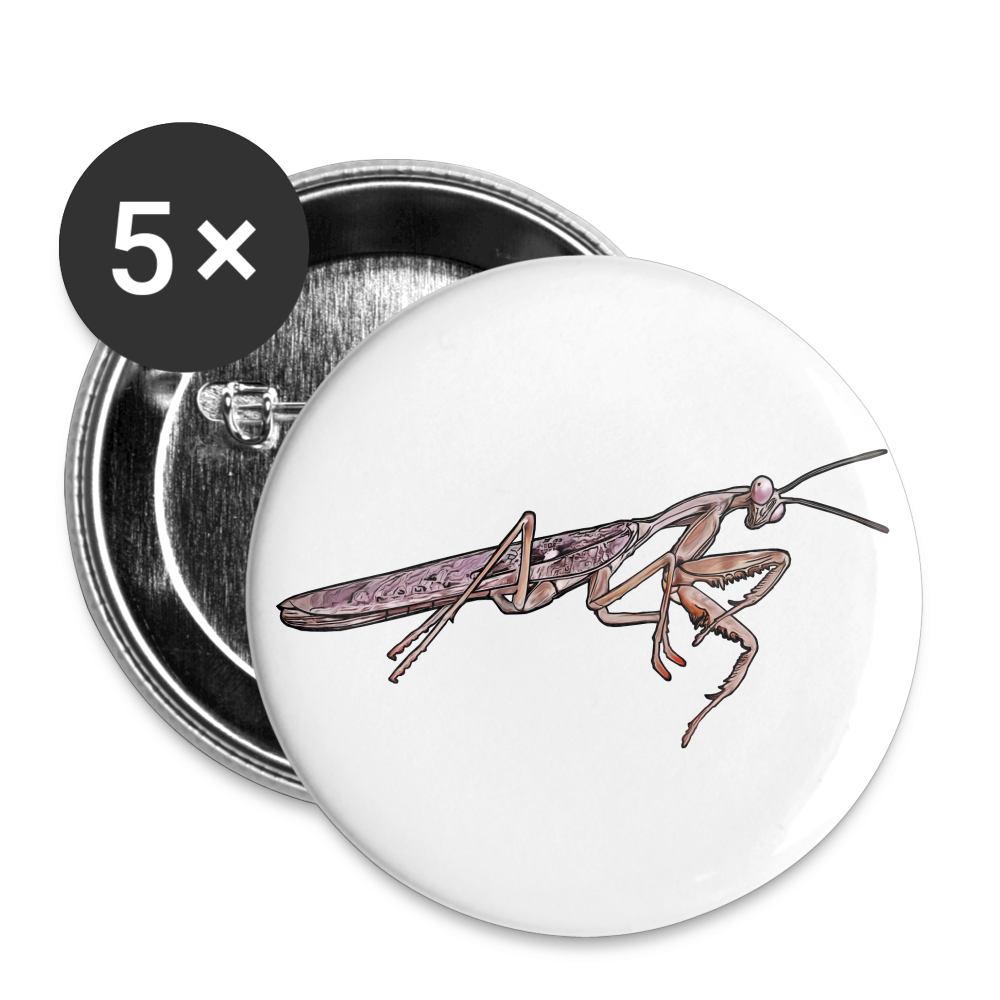 Buttons groß 56 mm (5er Pack) Rhombodera kirbyi male - weiß