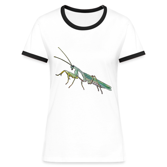Frauen Kontrast-T-Shirt Sphodromantis lineola male - Weiß/Schwarz