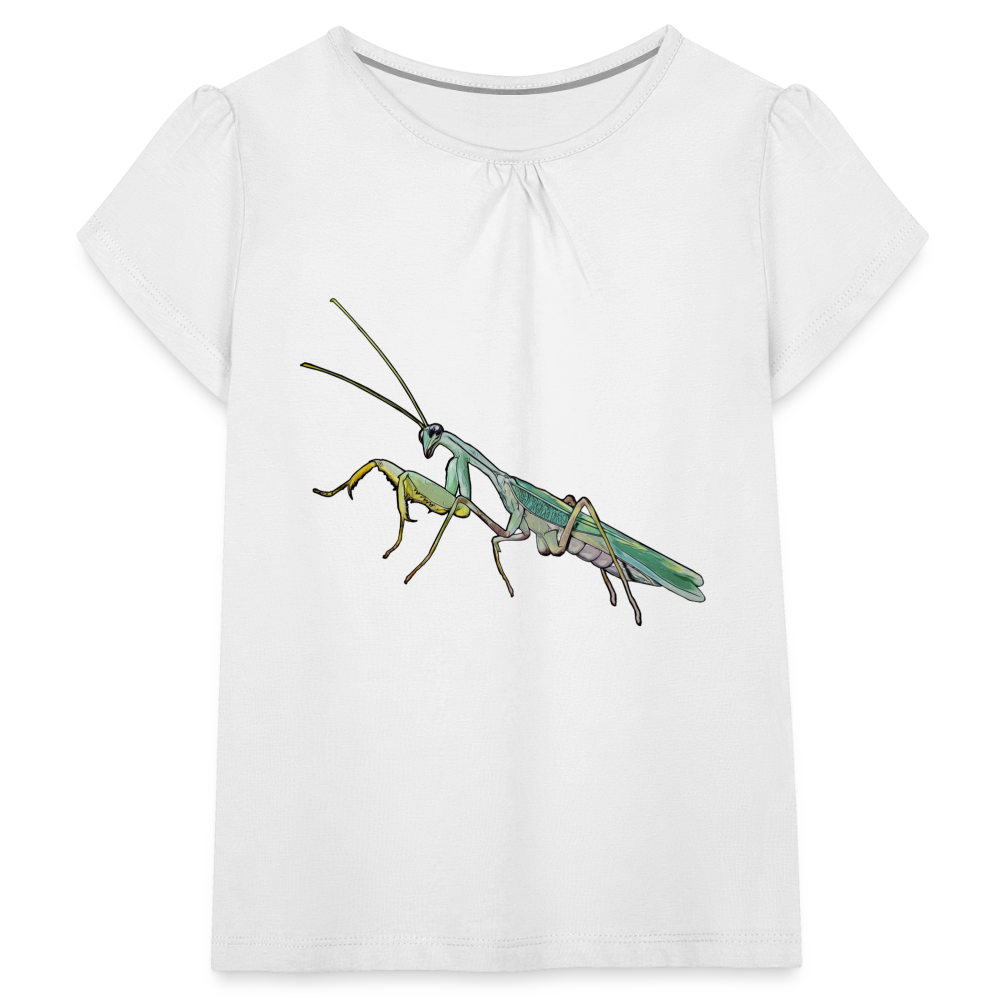 Mädchen-T-Shirt mit Raffungen Sphodromantis lineola male - weiß