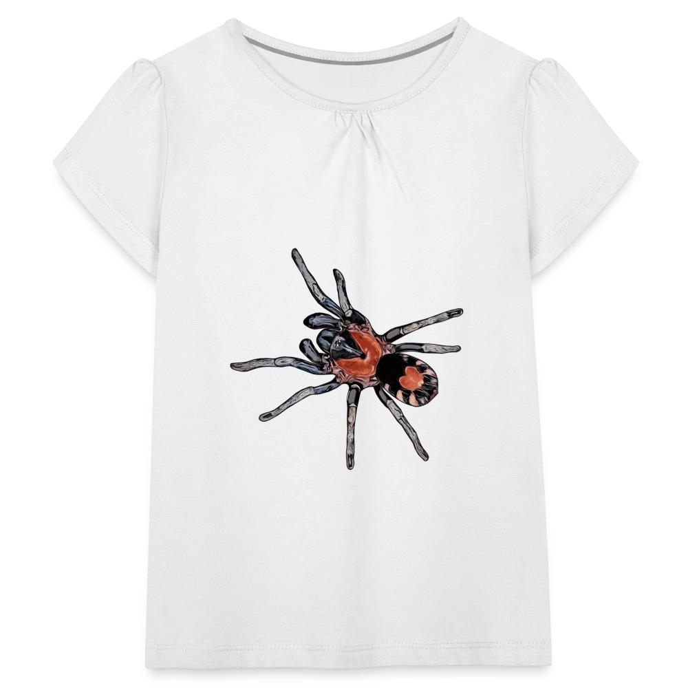 Mädchen-T-Shirt mit Raffungen Cyriocosmus elegans - weiß