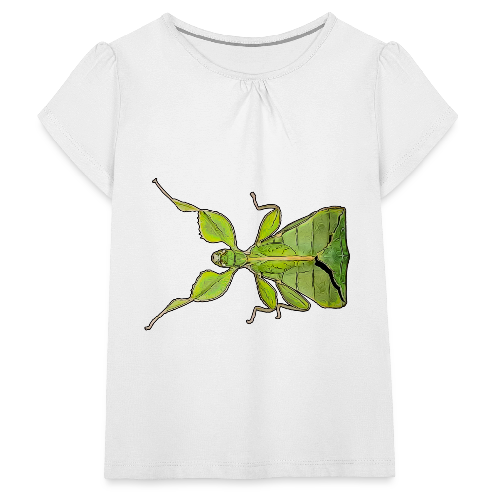 Mädchen-T-Shirt mit Raffungen Phyllium philippinicum female - weiß