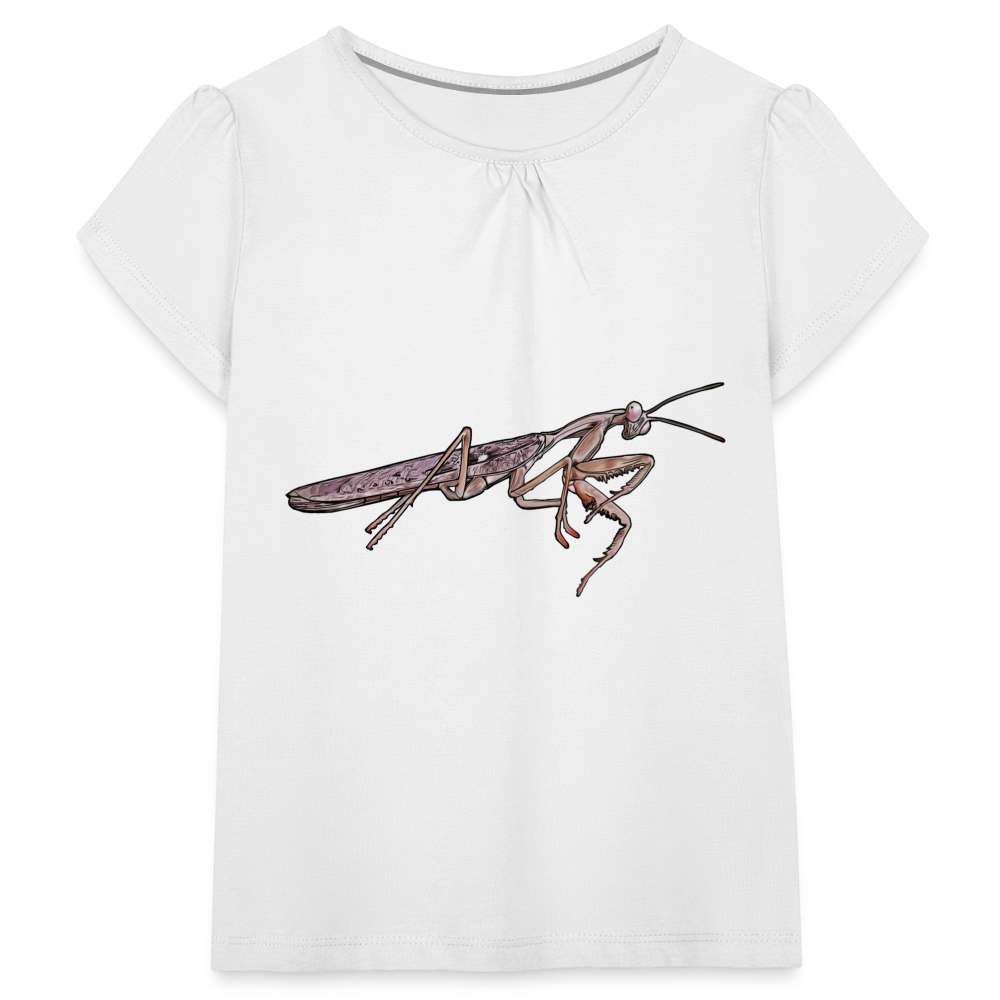 Mädchen-T-Shirt mit Raffungen Rhombodera kirbyi male - weiß