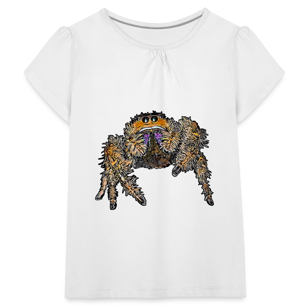 Mädchen-T-Shirt mit Raffungen Phidippus regius Everglades female - weiß