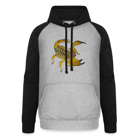 Unisex Baseball Hoodie Scorpio maurus palmatus - Grau meliert/Schwarz