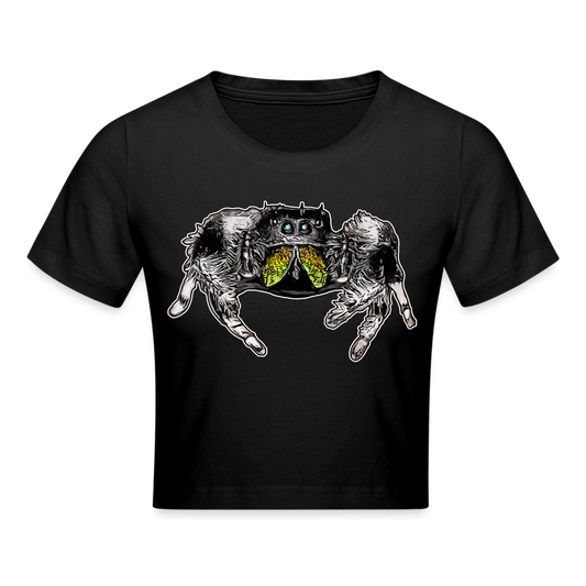 Crop T-Shirt Phidippus regius Rastafari male - Schwarz