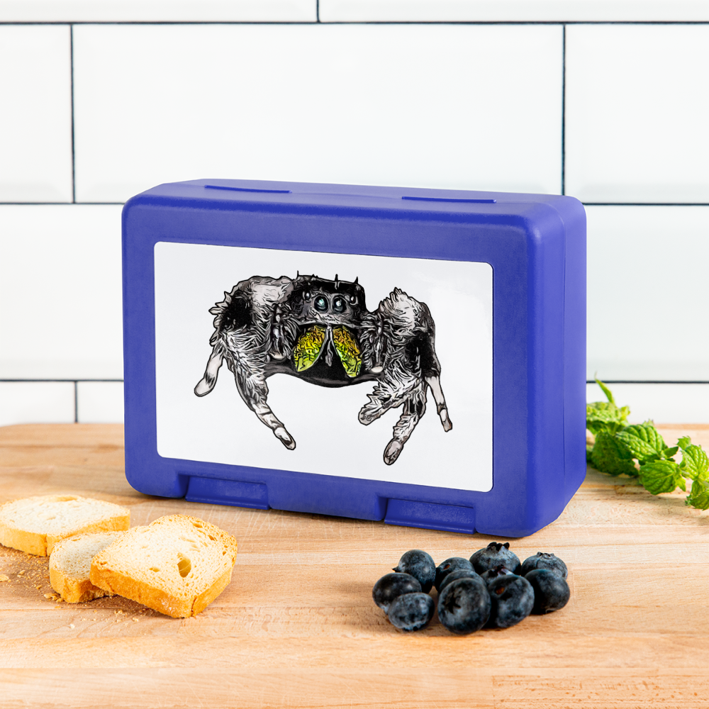 Lunchbox Phidippus regius Rastafari male - Royalblau