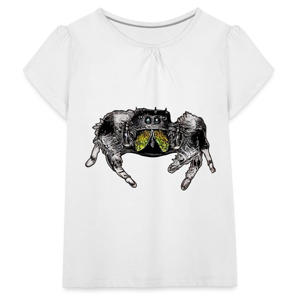 Mädchen-T-Shirt mit Raffungen Phidippus regius Rastafari male - weiß