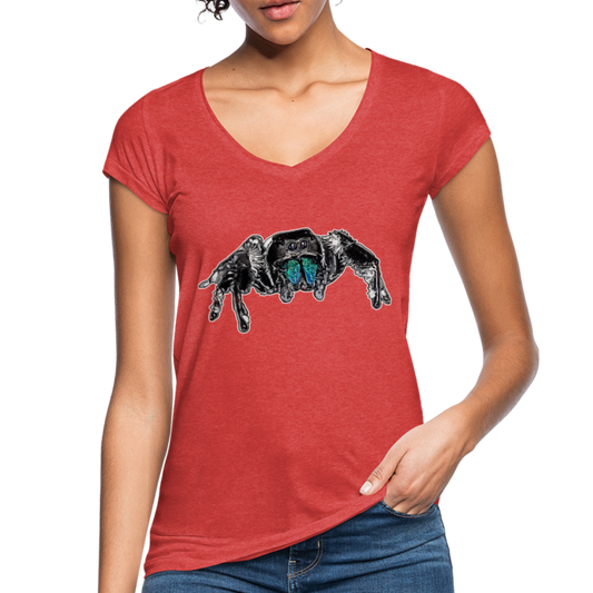 Frauen Vintage T-Shirt Phidippus regius Everglades male - Rot meliert