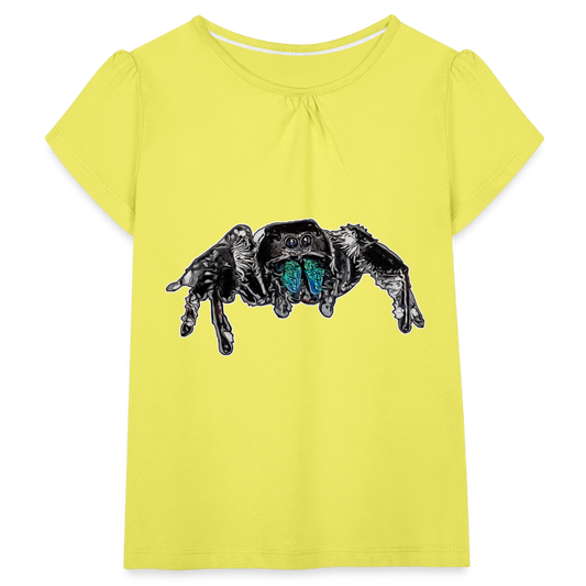 Mädchen-T-Shirt mit Raffungen Phidippus regius Everglades male - Gelb