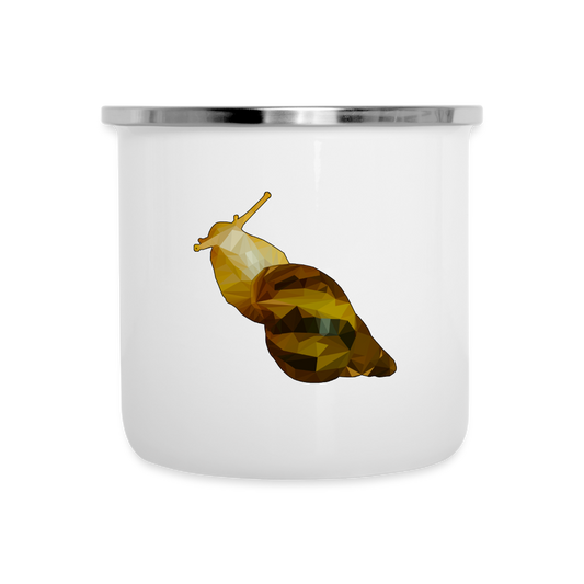 Emaille-Tasse Achatina reticulata Low Poly - weiß