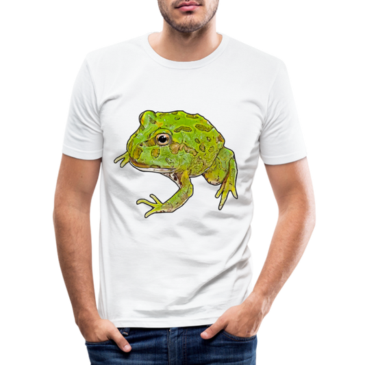 Männer Slim Fit T-Shirt Ceratophrys cranwelli Peppermint Blue - weiß