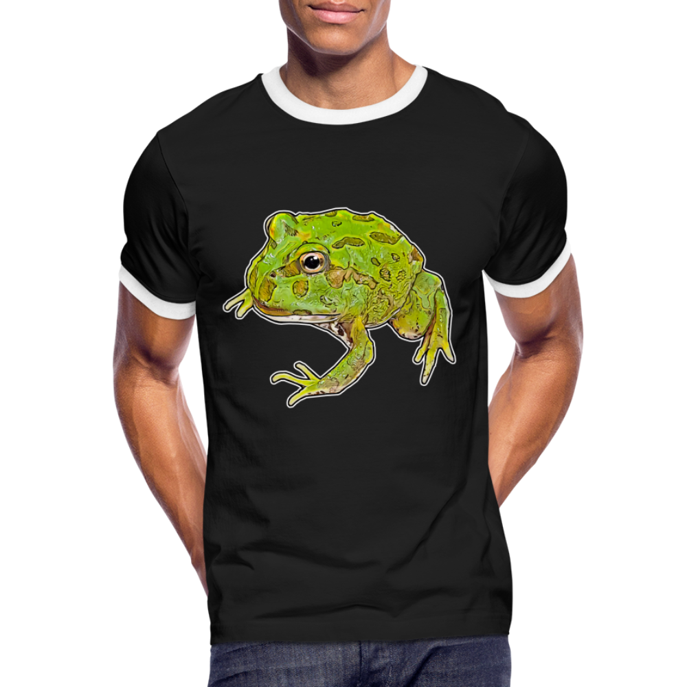 Männer Kontrast-T-Shirt Ceratophrys cranwelli Peppermint Blue - Schwarz/Weiß