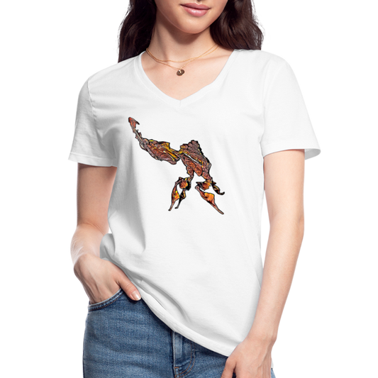 Frauen-T-Shirt mit V-Ausschnitt Phyllocrania paradoxa male - weiß