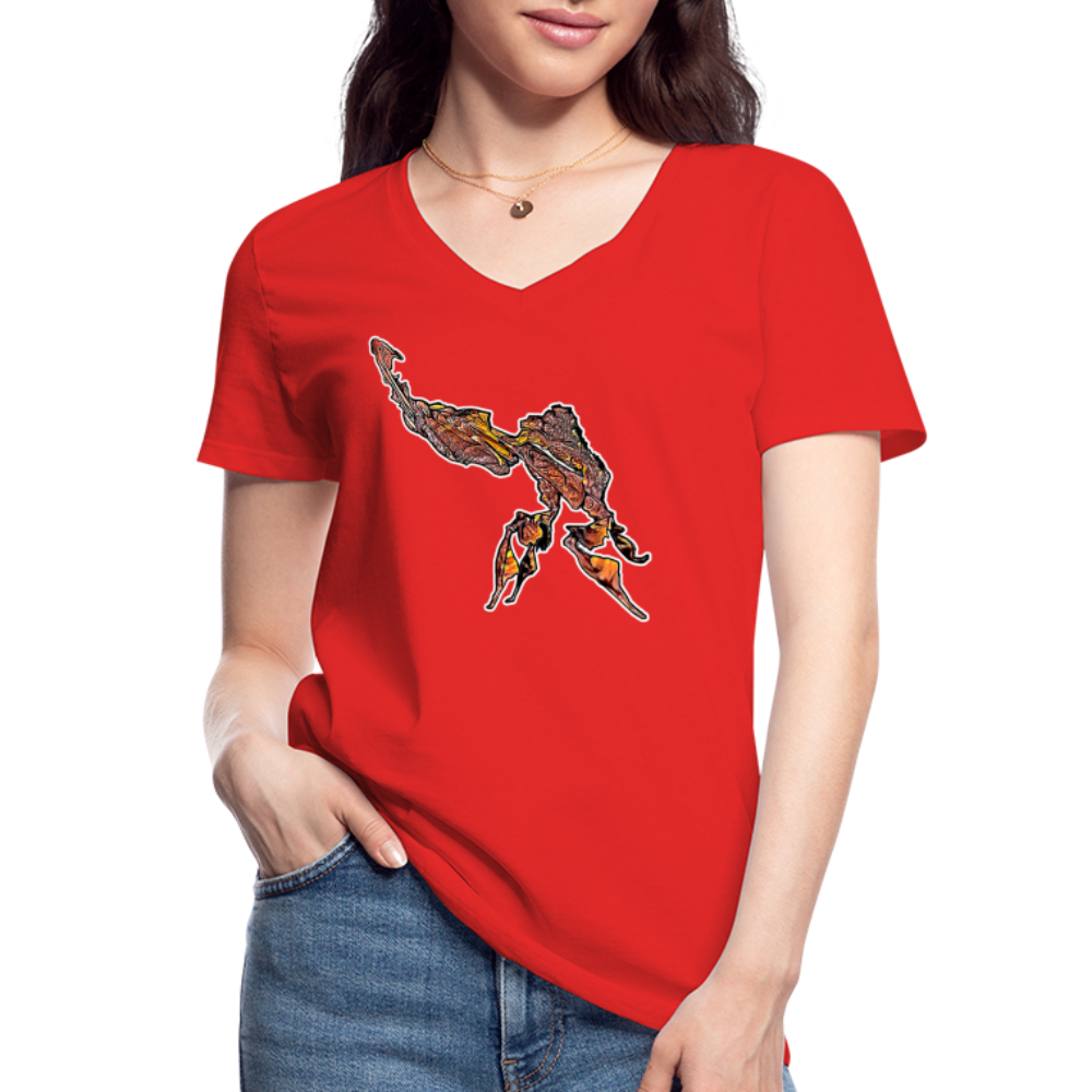 Frauen-T-Shirt mit V-Ausschnitt Phyllocrania paradoxa male - Rot
